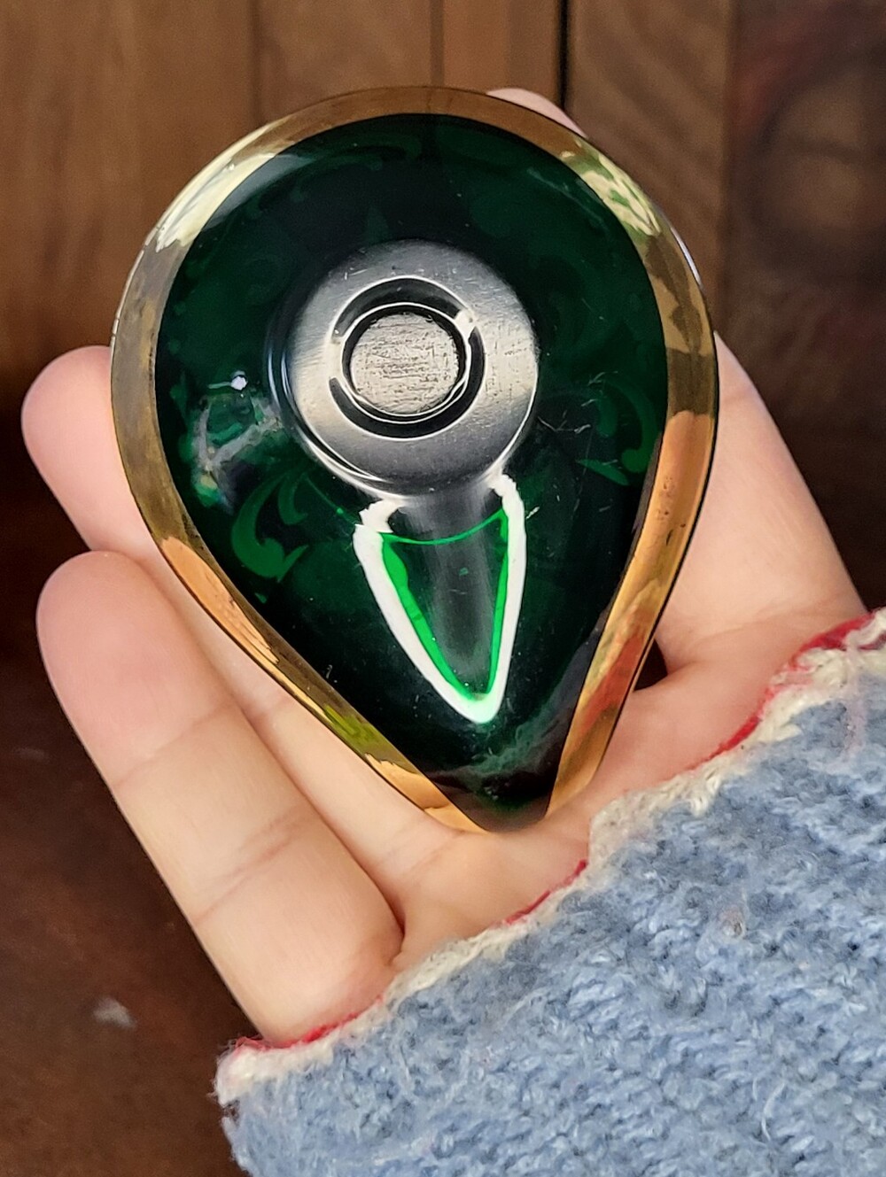 Bohemian green Glass Trinket Dish - Picture 6 of 11